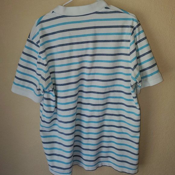 Lands End Gray Striped Polo sz L/T - Picture 3 of 3